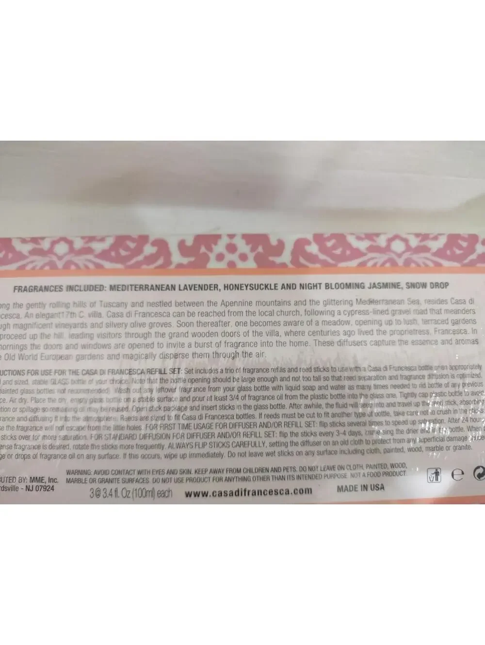 Casa di Francesca Diffuser Refills - Cookie, Holidays, Lavender (3 Pack)